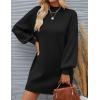 imageZESICA Womens Fall Turtleneck Sweater Dress Oversized Long Lantern Sleeve Casual Knit Pullover Mini DressesBlack