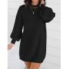 imageZESICA Womens Fall Turtleneck Sweater Dress Oversized Long Lantern Sleeve Casual Knit Pullover Mini DressesBlack