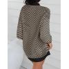 imageZESICA Womens Fall Turtleneck Sweater Dress Oversized Long Lantern Sleeve Casual Knit Pullover Mini DressesBrown