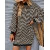 imageZESICA Womens Fall Turtleneck Sweater Dress Oversized Long Lantern Sleeve Casual Knit Pullover Mini DressesBrown