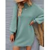 imageZESICA Womens Fall Turtleneck Sweater Dress Oversized Long Lantern Sleeve Casual Knit Pullover Mini DressesGreygreen