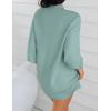 imageZESICA Womens Fall Turtleneck Sweater Dress Oversized Long Lantern Sleeve Casual Knit Pullover Mini DressesGreygreen