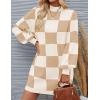 imageZESICA Womens Fall Turtleneck Sweater Dress Oversized Long Lantern Sleeve Casual Knit Pullover Mini DressesKhaki