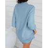 imageZESICA Womens Fall Turtleneck Sweater Dress Oversized Long Lantern Sleeve Casual Knit Pullover Mini DressesLightblue