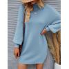 imageZESICA Womens Fall Turtleneck Sweater Dress Oversized Long Lantern Sleeve Casual Knit Pullover Mini DressesLightblue