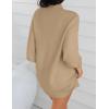 imageZESICA Womens Fall Turtleneck Sweater Dress Oversized Long Lantern Sleeve Casual Knit Pullover Mini DressesLightcamel