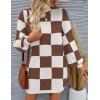 imageZESICA Womens Fall Turtleneck Sweater Dress Oversized Long Lantern Sleeve Casual Knit Pullover Mini DressesMocha