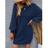 imageZESICA Womens Fall Turtleneck Sweater Dress Oversized Long Lantern Sleeve Casual Knit Pullover Mini DressesNavy