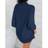 imageZESICA Womens Fall Turtleneck Sweater Dress Oversized Long Lantern Sleeve Casual Knit Pullover Mini DressesNavy