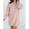 imageZESICA Womens Fall Turtleneck Sweater Dress Oversized Long Lantern Sleeve Casual Knit Pullover Mini DressesPink
