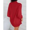 imageZESICA Womens Fall Turtleneck Sweater Dress Oversized Long Lantern Sleeve Casual Knit Pullover Mini DressesRed