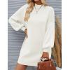imageZESICA Womens Fall Turtleneck Sweater Dress Oversized Long Lantern Sleeve Casual Knit Pullover Mini DressesWhite