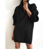 imageZESICA Womens Long Sleeve Mini Sweater Dress Fall Quarter Zip Ribbed Knit Oversized Pullover Jumper SweatersBlack