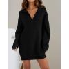 imageZESICA Womens Long Sleeve Mini Sweater Dress Fall Quarter Zip Ribbed Knit Oversized Pullover Jumper SweatersBlack