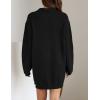 imageZESICA Womens Long Sleeve Mini Sweater Dress Fall Quarter Zip Ribbed Knit Oversized Pullover Jumper SweatersBlack