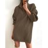imageZESICA Womens Long Sleeve Mini Sweater Dress Fall Quarter Zip Ribbed Knit Oversized Pullover Jumper SweatersCoffee