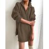 imageZESICA Womens Long Sleeve Mini Sweater Dress Fall Quarter Zip Ribbed Knit Oversized Pullover Jumper SweatersCoffee