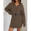 imageZESICA Womens Long Sleeve Mini Sweater Dress Fall Quarter Zip Ribbed Knit Oversized Pullover Jumper SweatersCoffee