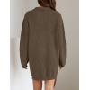 imageZESICA Womens Long Sleeve Mini Sweater Dress Fall Quarter Zip Ribbed Knit Oversized Pullover Jumper SweatersCoffee