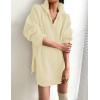 imageZESICA Womens Long Sleeve Mini Sweater Dress Fall Quarter Zip Ribbed Knit Oversized Pullover Jumper SweatersCream