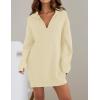 imageZESICA Womens Long Sleeve Mini Sweater Dress Fall Quarter Zip Ribbed Knit Oversized Pullover Jumper SweatersCream