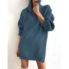 imageZESICA Womens Long Sleeve Mini Sweater Dress Fall Quarter Zip Ribbed Knit Oversized Pullover Jumper SweatersDarkblue