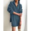 imageZESICA Womens Long Sleeve Mini Sweater Dress Fall Quarter Zip Ribbed Knit Oversized Pullover Jumper SweatersDarkblue