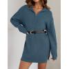 imageZESICA Womens Long Sleeve Mini Sweater Dress Fall Quarter Zip Ribbed Knit Oversized Pullover Jumper SweatersDarkblue