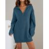 imageZESICA Womens Long Sleeve Mini Sweater Dress Fall Quarter Zip Ribbed Knit Oversized Pullover Jumper SweatersDarkblue