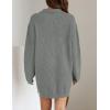 imageZESICA Womens Long Sleeve Mini Sweater Dress Fall Quarter Zip Ribbed Knit Oversized Pullover Jumper SweatersGrey