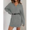 imageZESICA Womens Long Sleeve Mini Sweater Dress Fall Quarter Zip Ribbed Knit Oversized Pullover Jumper SweatersGrey