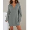 imageZESICA Womens Long Sleeve Mini Sweater Dress Fall Quarter Zip Ribbed Knit Oversized Pullover Jumper SweatersGrey