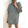 imageZESICA Womens Long Sleeve Mini Sweater Dress Fall Quarter Zip Ribbed Knit Oversized Pullover Jumper SweatersGrey