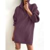 imageZESICA Womens Long Sleeve Mini Sweater Dress Fall Quarter Zip Ribbed Knit Oversized Pullover Jumper SweatersPurple