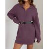 imageZESICA Womens Long Sleeve Mini Sweater Dress Fall Quarter Zip Ribbed Knit Oversized Pullover Jumper SweatersPurple