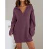 imageZESICA Womens Long Sleeve Mini Sweater Dress Fall Quarter Zip Ribbed Knit Oversized Pullover Jumper SweatersPurple