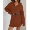 imageZESICA Womens Long Sleeve Mini Sweater Dress Fall Quarter Zip Ribbed Knit Oversized Pullover Jumper SweatersRust