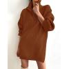 imageZESICA Womens Long Sleeve Mini Sweater Dress Fall Quarter Zip Ribbed Knit Oversized Pullover Jumper SweatersRust