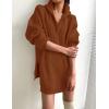 imageZESICA Womens Long Sleeve Mini Sweater Dress Fall Quarter Zip Ribbed Knit Oversized Pullover Jumper SweatersRust