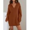 imageZESICA Womens Long Sleeve Mini Sweater Dress Fall Quarter Zip Ribbed Knit Oversized Pullover Jumper SweatersRust