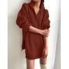 imageZESICA Womens Long Sleeve Mini Sweater Dress Fall Quarter Zip Ribbed Knit Oversized Pullover Jumper SweatersWine
