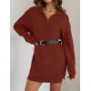 imageZESICA Womens Long Sleeve Mini Sweater Dress Fall Quarter Zip Ribbed Knit Oversized Pullover Jumper SweatersWine