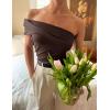 imageZESICA Womens One Shoulder Tank Tops 2025 Summer Sleeveless Going Out T Shirts Knit Slim Fit Fashion Tee TopCoffee