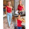 imageZESICA Womens One Shoulder Tank Tops 2025 Summer Sleeveless Going Out T Shirts Knit Slim Fit Fashion Tee TopRed