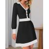 imageZESICA Womens Spring Long Sleeve V Neck Sweater Dress Collar Ribbed Knit Mini DressesBlack