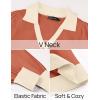 imageZESICA Womens Spring Long Sleeve V Neck Sweater Dress Collar Ribbed Knit Mini DressesCoral