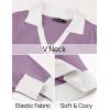 imageZESICA Womens Spring Long Sleeve V Neck Sweater Dress Collar Ribbed Knit Mini DressesPurple