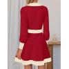 imageZESICA Womens Spring Long Sleeve V Neck Sweater Dress Collar Ribbed Knit Mini DressesRed