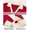 imageZESICA Womens Spring Long Sleeve V Neck Sweater Dress Collar Ribbed Knit Mini DressesRed