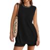 imageZESICA Womens Summer 2 Piece Matching Long Sweater Shorts Sets 2025 Travel Resort Wear Sleeveless Knit OutfitsBlack